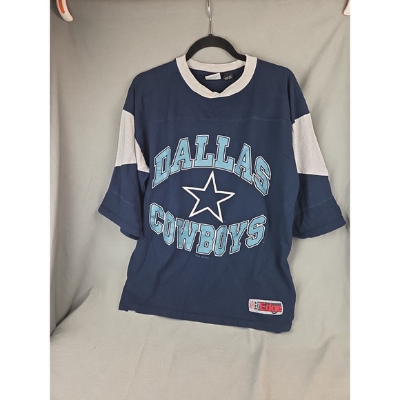 LOGO 7 Other - Vintage Dallas Cowboys NFL Football The Edge 3/4 Sleeve Blue Large T-Shirt